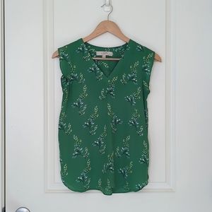 LOFT Green Flutter, Cap Sleeve Blouse